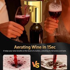 5-in-1 Electric Wine Decanter & Smart Liquor Dispenser - Easter Party Essential | Automatic Aerator with 1-999ml Precision Dosing | Easter Gift for Wine Lovers, Whiskey Enthusiasts & Hosts (Gold)