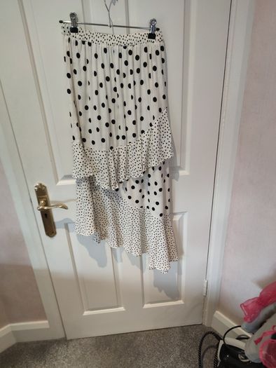 polkadot midi skirt