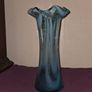 Retro Aqua Blue Ruffled Top Glass Vase Image 2