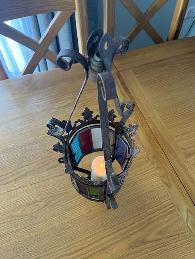 Antique Stained Glass Hall Lantern