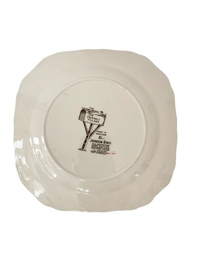 Set of 3 Vintage The Friendly Village The Covered Bridge by Johnson Bros Square Bone China Plates