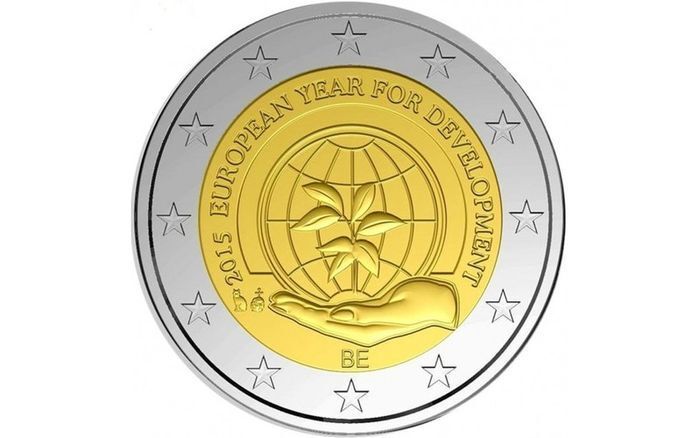 Belgium 2 Euro Commemorative Coin 2015 - European Year of Development. Coincard. BU