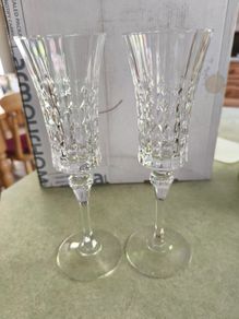Cristal d'Arques Lady Diamond Champagne Flutes 15cl Set of 2 Krysta Crystal Glass Sophisticated Design Shine, Transparency and High Resistance