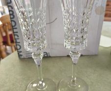 Cristal d'Arques Lady Diamond Champagne Flutes 15cl Set of 2 Krysta Crystal Glass Sophisticated Design Shine, Transparency and High Resistance