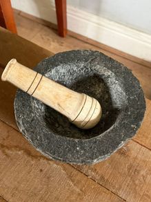Rustic Stone Mortar & Wooden Pestle