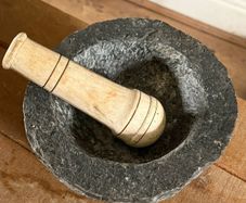 Rustic Stone Mortar & Wooden Pestle