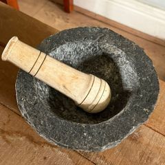 Rustic Stone Mortar & Wooden Pestle