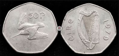 [#2183] - Ireland 1979 | Irish 50p | 50 Pence | Woodcock | KM.24 | High Grade