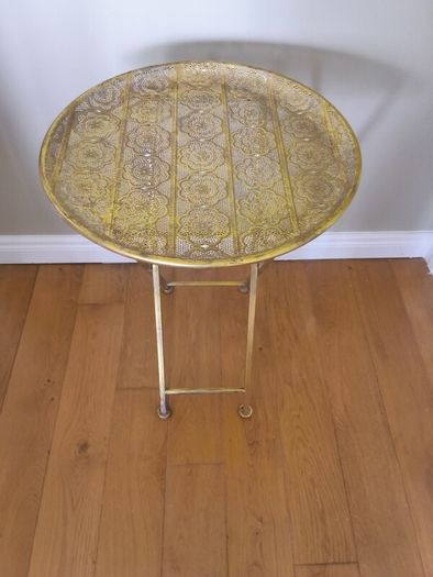 Moroccan Style Gold Filigree  Folding Side Table