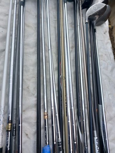 A selection of golf clubs and bags. NOT SELLING SEPARATE
