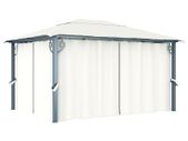 Gazebo with Curtain 400 x 300 cm Cream Aluminium