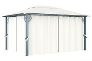 Gazebo with Curtain 400 x 300 cm Cream Aluminium