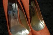 Gorgeous coral snakeskin effect heels