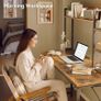 Small Desk 100 x 40 cm, Office Desk with Shelves, Vintage Brown Computer Desk with Multi-Tier Storage Bookshelf, Study Desk for Working, Writing, Makeup, Easy Assembly, for Small Spaces Image 4