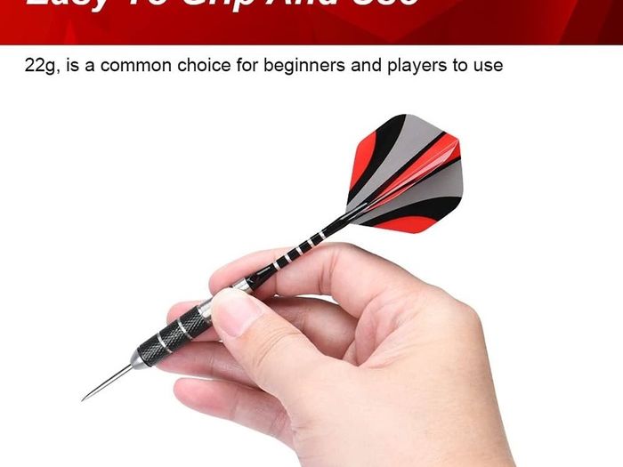 Steel Darts Set, Professional 23g Darts Tip with Non-Slip Stainless Steel Shaft, Poly Flights, PVC Shafts, Dart Sharpener, Rubber Rings, Flight Protecter, with Gift Box