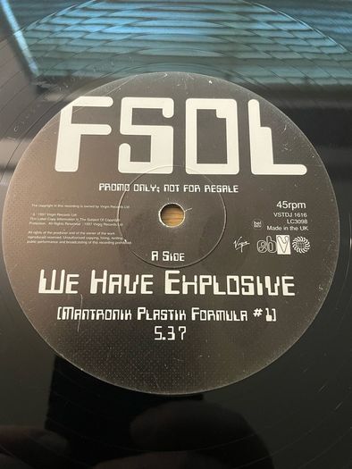 The Future Sound Of London - We Have Explosive (Mantronik Mixes) - 12" Vinyl Promo Single - 1997 Virgin / EBV Records