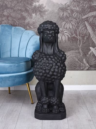 Large Black Poodle Garden Statue 80cm  Luxury Dog Sculpture for Garden, Patio, Entrance & Driveway