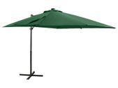 Cantilever Umbrella with Pole and LED Lights Green 250 cm