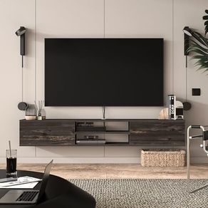 Floating TV Unit, Floating TV stand Cabinet, TV Units for Living Room 75 inch TVs, TV Stand Unit, TV Table, Media Wall Unit, TV Stands for Living room Entertainment Wall Unit (Black Oak)