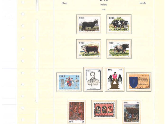 Collection. ireland 1985-1991 commemorative and definitive stamps on Lighthouse (Leuchtturm) pages 57-80 Mint Never Hinged (MNH). I note all commemorative stamps and definitive stamps including Irish Heritage & Treasures set.