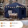 Pop Up Gazebo with 4 Sides, 3 x 3m waterproof Event Shelter Canopy with Mesh Windows & Carry Bag, 4 Sandbags, Folding Party Tent for Garden, Barbecues, Camping - Navy Blue Image 4