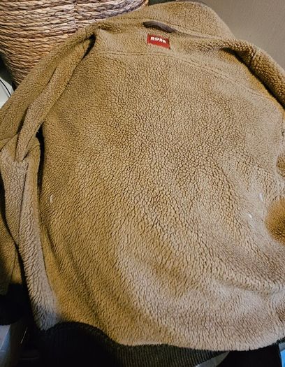 HUGO BOSS Men Dark Tan Faux Sheepskin & Fleece Jacket Coat