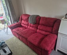 3 seater recliner, breaks up into 3 segments for transportation
