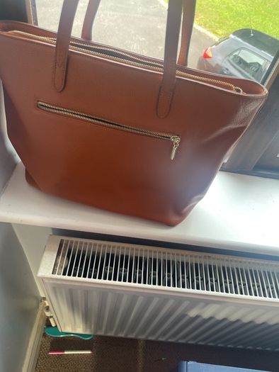 brown leather bag