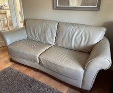 Natuzzi Greige Leather Sofa 3 & 2 Seater