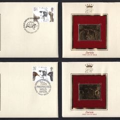 1982 Great Britain Death Centenary of Charles Darwin Commemorative stamps with Gold Replica Stamp First Day Cover (FDC)
