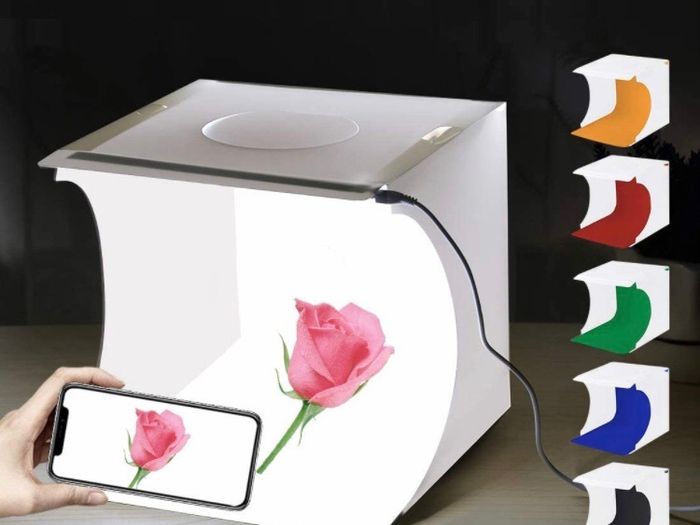 Portable Studio,Foldable Light Box for Photography with LED Light Mini Booth Shooting Tent kit Equipped with 6 Colors Background Cloths Built in Light