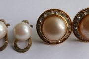 Vintage 60's Faux Pearl Rhinestone Earrings