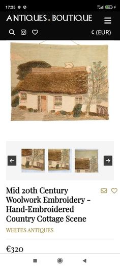 Vintage hand embroidered wool picture