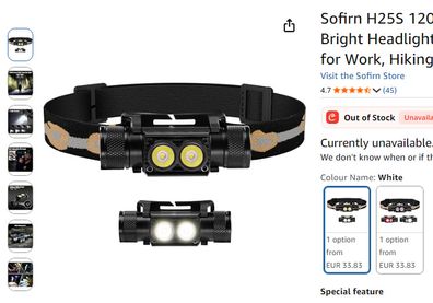 Sofirn H25S 1200LM LED Headlamp USB-C Rechargeable