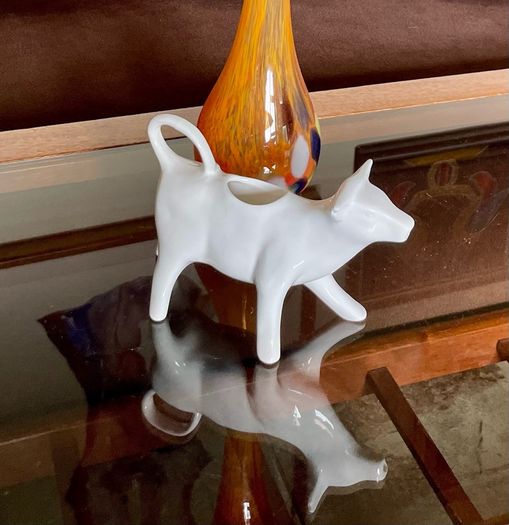 Whiteware Cow Milk Jug or Cream Pourer Newbridge Silverware