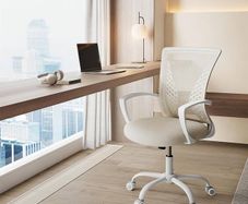 Office Chair with Mesh Back, Height-Adjustable, Swivel, Tilt Function, Breathable, Cappuccino Beige