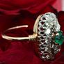 Vintage 1940s Emerald & Diamond Ring - Rose Gold Image 6