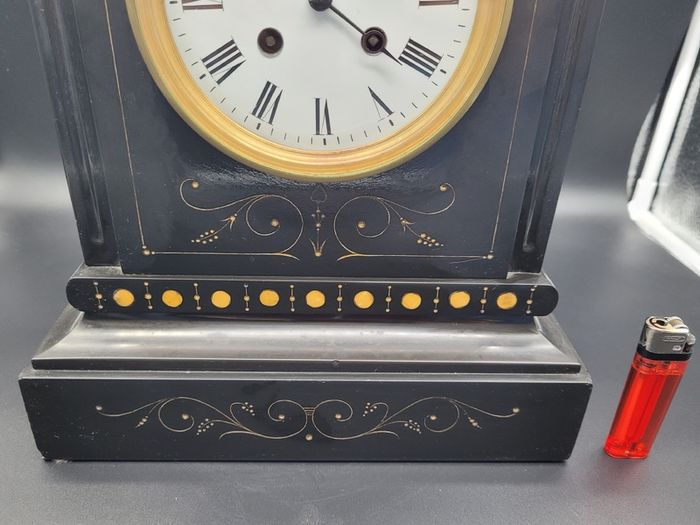 Large Antique Slate Clock With Bell 19th Century Clocks