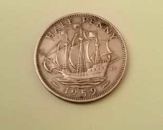 1959 Elizabeth II UK Half Penny