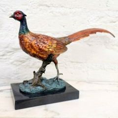 Pheasant (32 cm) - Cold Painted Bronze, Marble, Signed