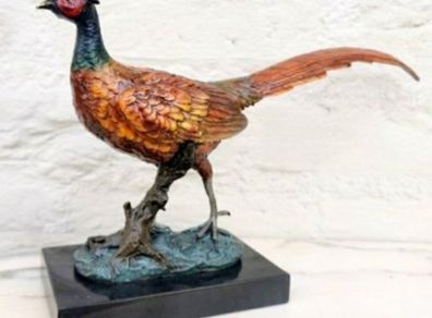 Pheasant (32 cm) - Cold Painted Bronze, Marble, Signed