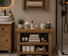Rustic Wood Bathroom Storage Unit Brand New