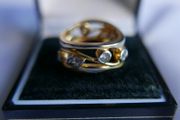Vintage 925 Sterling Silver Gold Plated Ring Women Fashion Jewelry Cubic Zircon Ring