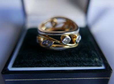 Vintage 925 Sterling Silver Gold Plated Ring Women Fashion Jewelry Cubic Zircon Ring