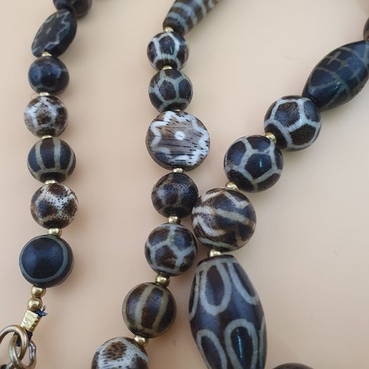 Rare Antique Burmese Pumtek Pyu Petrified Wood Beads Necklace