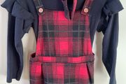 3 piece plaid print playsuit, top &amp; headband 5-6