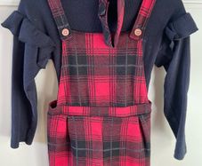 3 piece plaid print playsuit, top & headband 5-6