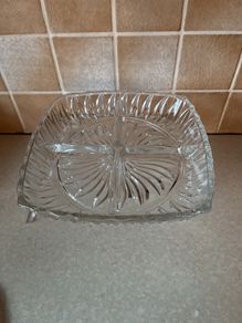 Art Deco Pressed Glass 4 Section square Serving Dish