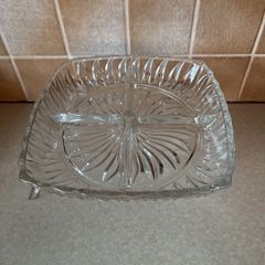 Art Deco Pressed Glass 4 Section square Serving Dish