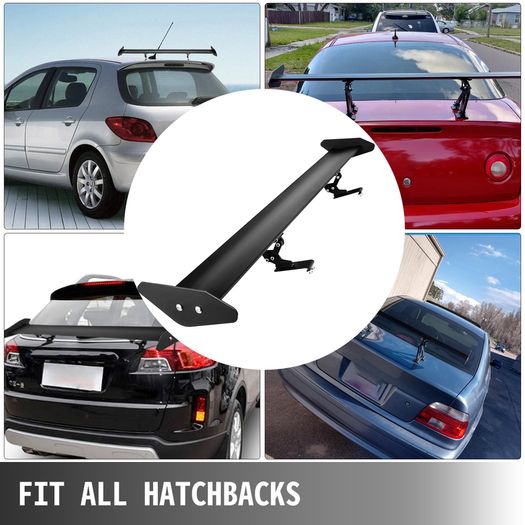 Universal Rear Wing Adjustable Brackets 43/53 In Aluminum Alloy Car Spoiler Tuning Accessory Installed on Hatchback Trunk